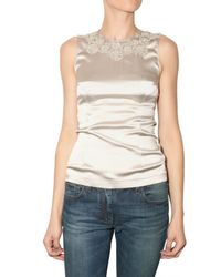 Dolce & Gabbana | Metallic Macramé Stretch Satin Top | Lyst