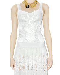 Dolce & Gabbana | White Stretch Satin Lace Bustier Top | Lyst
