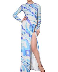 Emilio Pucci | Multicolor Long Printed Viscose Jersey Dress | Lyst