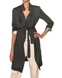 Etro | Black Crinkled Viscose Trench Coat | Lyst
