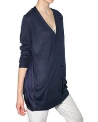 JOSEPH | Blue Knit and Chiffon Cardigan Sweater | Lyst