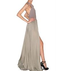 Lanvin | Gray Pleated Silk Maxi Skirt | Lyst