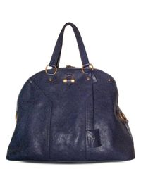 Saint Laurent | Blue Muse Oversized Leather Tote | Lyst