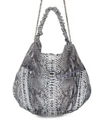 Zagliani | Black Paint Python Ninette Large Shoulder Bag | Lyst
