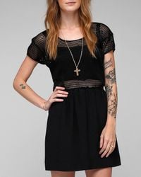 Viva Vena | Black Harmonic Short Sleeve Mesh Top Dress | Lyst