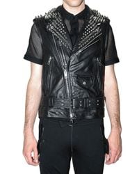 Burberry Prorsum | Black Studded Leather Waistcoat for Men | Lyst