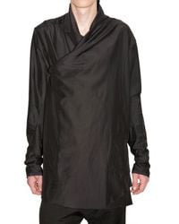 Damir Doma | Black Satin Cotton Wrap Front Shirt for Men | Lyst