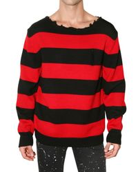 Dead Meat | Red Cobain Distressed Collar Wool Sweater for Men | Lyst