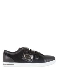 Dolce & Gabbana | Black Suede and Calf Velcro Strap Sneakers for Men | Lyst