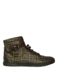 Fendi | Brown Active Logo High Top Sneakers for Men | Lyst