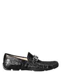 Ferragamo | Black Crocodile Embossed Horsebit Parigi Loafe for Men | Lyst