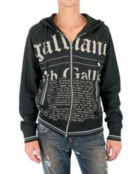 John Galliano | Black Gazette Zipped Fleece Sweatshirt for Men | Lyst