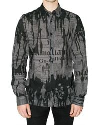 John Galliano | Gray Gazette Print Nainsook Shirt for Men | Lyst