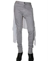 Gareth Pugh | Gray 18cm Silk Chiffon Panneled Denim Jeans for Men | Lyst