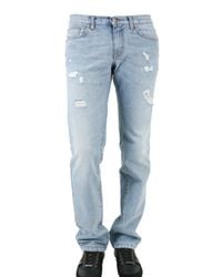John Richmond | Blue 18 Cm Hem Destroyed Denim Jeans for Men | Lyst