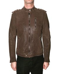 Meatpacking D | Brown Biker Embossed Calf Leather Jacket for Men | Lyst