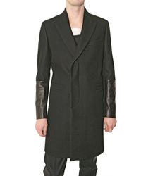 Neil Barrett | Black Leather and Flannel Coat for Men | Lyst