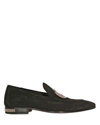 Philipp Plein | Black Skull Embroidered Suede Loafers for Men | Lyst