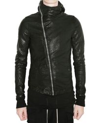 Rick Owens | Black Textured Lambskin Hooded Leather Jacket for Men | Lyst