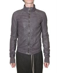 Rick Owens | Gray Intarsia Leather Jacket for Men | Lyst