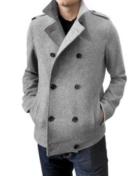 Simon Spurr | Gray Wool Peacoat for Men | Lyst