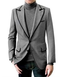 Simon Spurr | Gray Piped Flannel Tuxedo Jacket for Men | Lyst