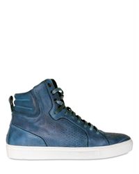 Saint Laurent | Blue Washed Deerskin High Top Sneakers for Men | Lyst