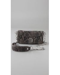 Tory Burch | Gray Python Print Leather Chain Strap Clutch | Lyst