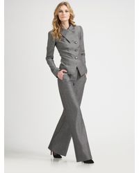 Armani | Gray Wide-leg Tweed Trousers | Lyst
