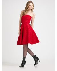 Armani | Red Silk Starburst Strapless Dress | Lyst