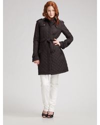 Burberry Brit | Black Trench-style Quilted Coat | Lyst