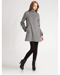 Burberry | Gray Funnel-neck A-line Coat | Lyst