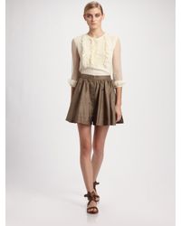 Chloé | Gray Silk Shantung Skort | Lyst