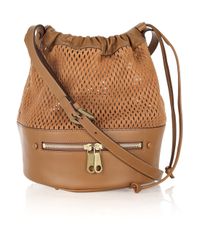 Chloé | Brown Charlie Perforated Leather Bucket Bag | Lyst