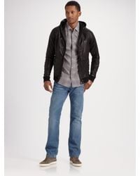 DIESEL | Black Hooded Leather Jacket for Men | Lyst