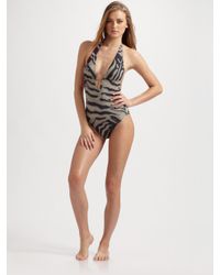 Emilio Pucci | Green Zebra-print One-piece Swimsuit | Lyst