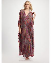 Etro | Red Paisley-print Maxi Caftan | Lyst