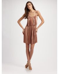 Halston | Pink Pleated Cocktail Dress | Lyst