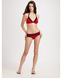 MILLY | Red Blossom-print Bikini Top | Lyst