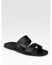 Prada | Black Two-band Sandals for Men | Lyst