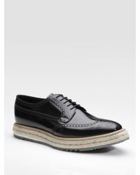 Prada | Black Wingtip Espadrilles for Men | Lyst