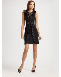 Teri Jon | Black Ruffle-front Sheath Dress | Lyst