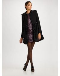 Tibi | Black Mademoiselle Wool & Faux Fur Coat | Lyst