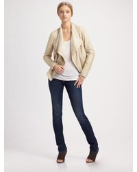 VINCE | Natural Leather Cowlneck Jacket | Lyst