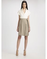 Akris Punto | Natural Silk Two-tone Belted Dress | Lyst