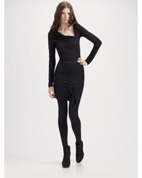 Alice + Olivia | Black Asymmetric Long Sleeve Dress | Lyst