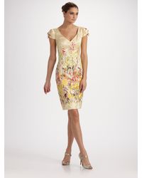 Carolina Herrera | Multicolor Floral Jacquard Cap Sleeve Dress | Lyst