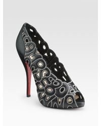Christian Louboutin | Black Cutout Letter Leather Tell Me 120 Pumps | Lyst