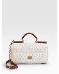 Dolce & Gabbana | White Miss New Sicily Raffia Top Handle Bag | Lyst