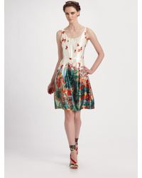 Erdem | Red Freya Floral Silk Scoopneck Dress | Lyst